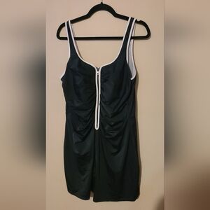 Reebok Black Swim Dress with White Trim Size 18